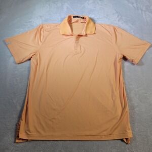 RLX Ralph Lauren Shirt Mens Large Orange Stripe Polo Golf Stretch Short Sleeve